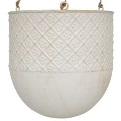 Jarrón colgante TINO de metal blanco 36cm