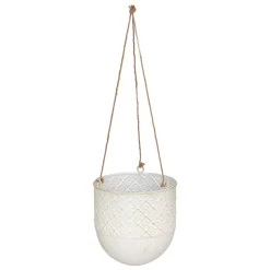Jarrón colgante TINO de metal blanco 40cm