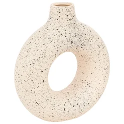 Jarrón De Cerámica Blanca Con Lunares Negros 30cm