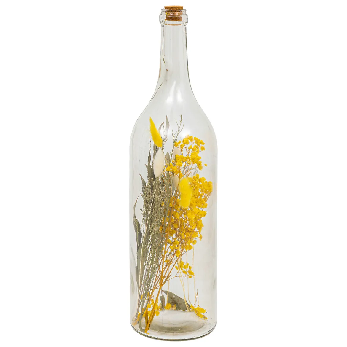 Jarrón de vidrio con flores Amarillas 45cm
