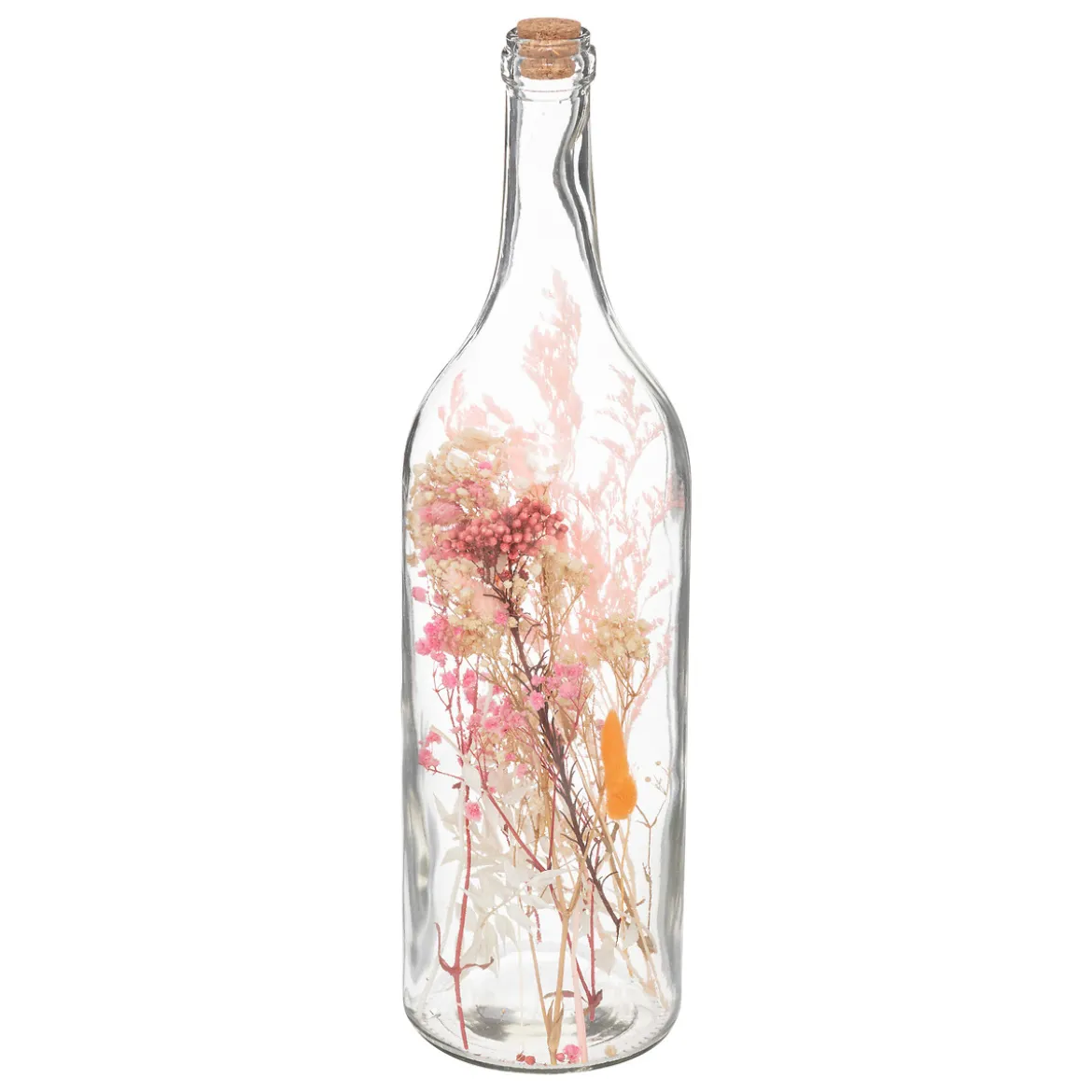 Jarrón de vidrio con flores rosa 45cm