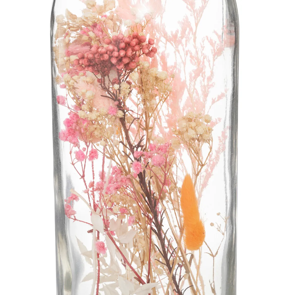Jarrón de vidrio con flores rosa 45cm