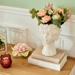 Jarrón figura mujer FLEUR DE ROSE blanco 21cm