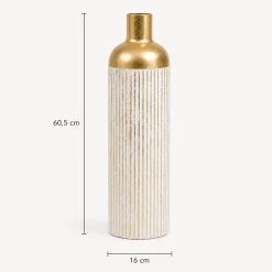Jarrón MIRSA blanco y dorado 60.5cm