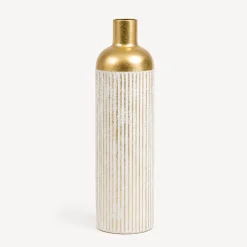 Jarrón MIRSA blanco y dorado 60.5cm
