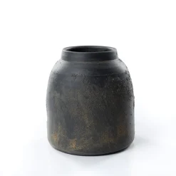 Jarrón negro areia de cerámica 22cm.