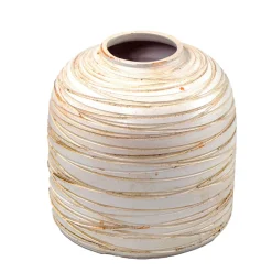 Jarrón Rayas Beige 24Cm