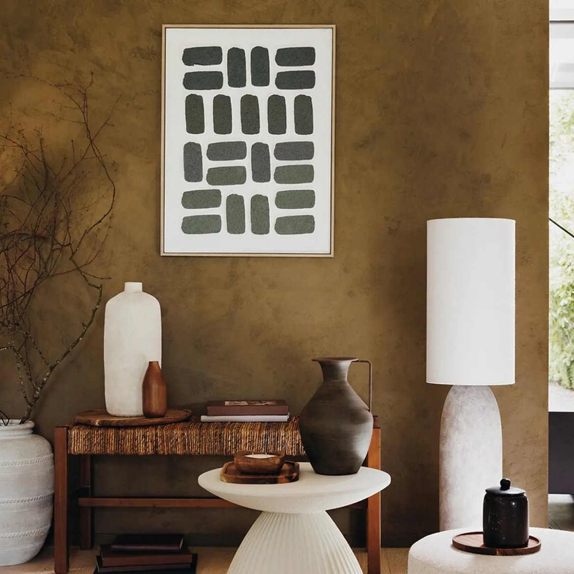 Jarrón ROMIA beige de cerámica 46cm