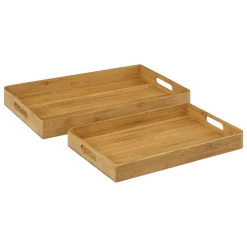 Juego 2 Bandejas De Bambú