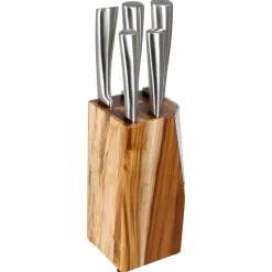 Juego 5 Cuchillos Con Soporte De Acacia