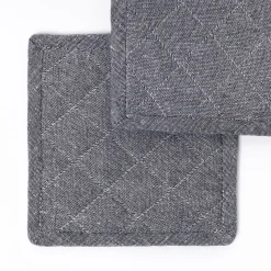 Juego de 2 agarradores con frase gris de algodón