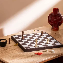Juego de backgammon y ajedrez JULE marrón