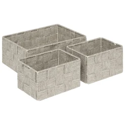 Juego de 3 cestas wc beige de poliéster