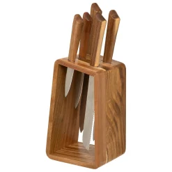 Juego de 5 cuchillos con soporte marrón