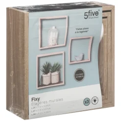 Juego De 3 Estantes Cubo Mdf Roble