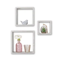 Juego De 3 Estantes Cubo Mdf Roble