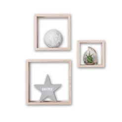 Juego De 3 Estantes Cubo Mdf Roble