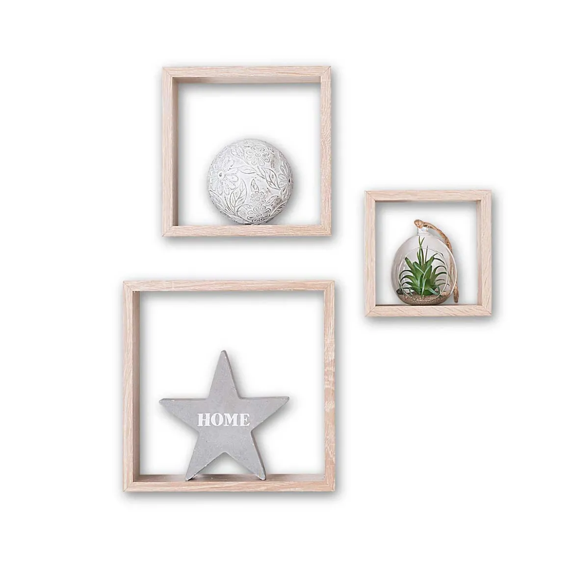 Juego De 3 Estantes Cubo Mdf Roble