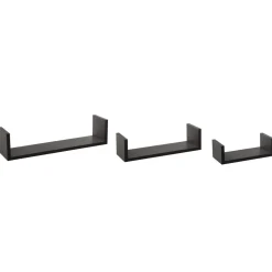 Juego De 3 Estantes Mdf Negro 22/32/42Cm