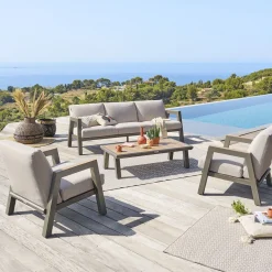 Juego de jardín AXIOME praliné beige 5 plazas