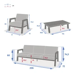 Juego de jardín AXIOME praliné beige 5 plazas