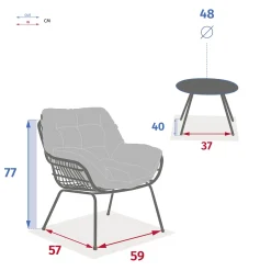 Juego de jardín PAOPAO gris graphite 2 plazas