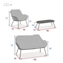 Juego de Jardín PAOPAO gris graphite 4 plazas