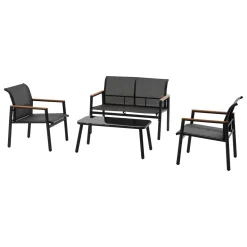 Juego de jardín RELAX 4 plazas gris oscuro