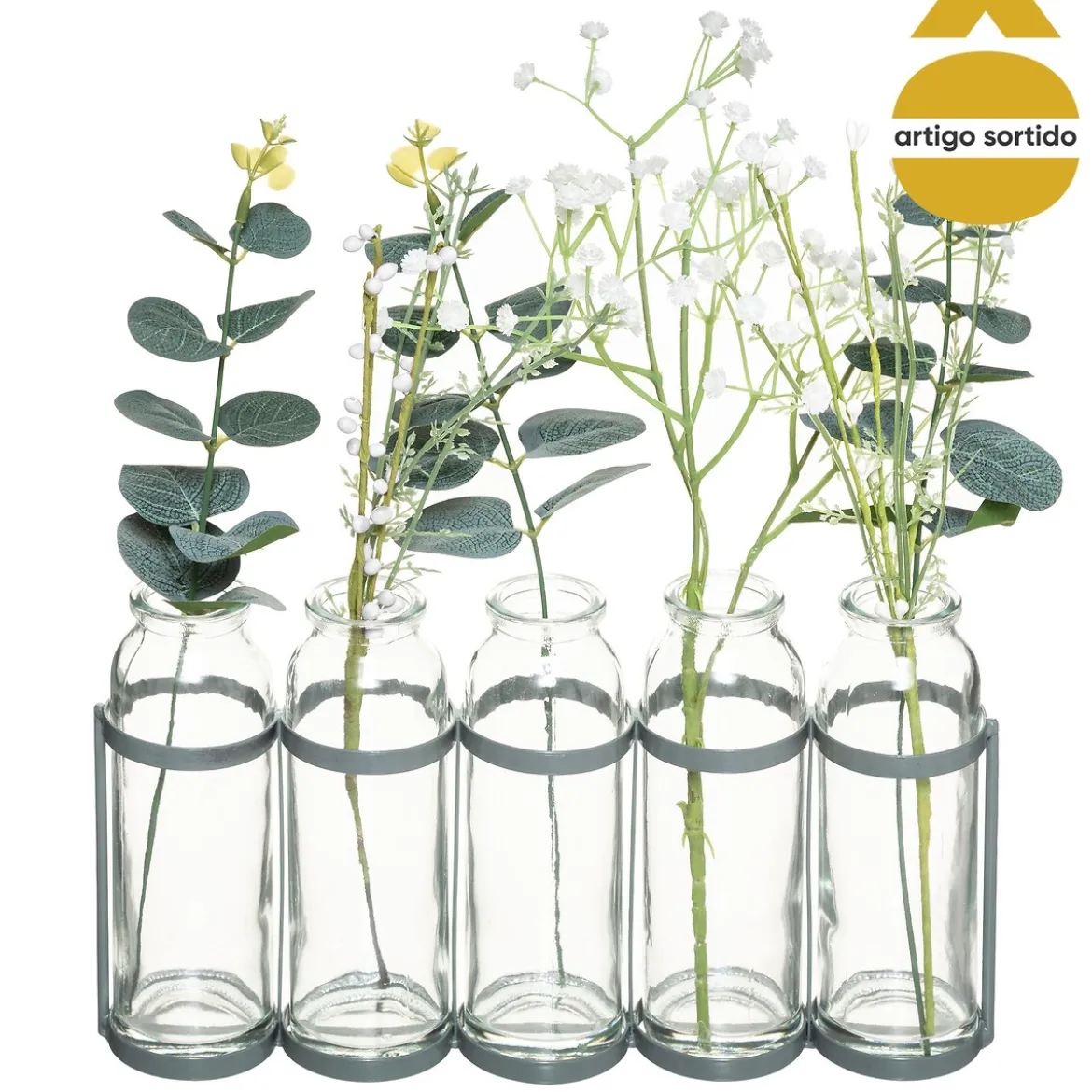 Juego De 5 Jarrones Con Plantas Artificiales