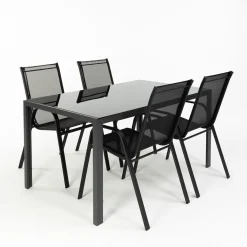 Juego de mesa con tablero de vidrio y 4 sillas