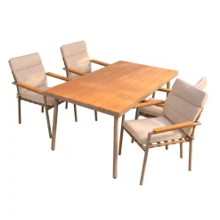 Juego de mesa de exterior y 4 sillas de acero