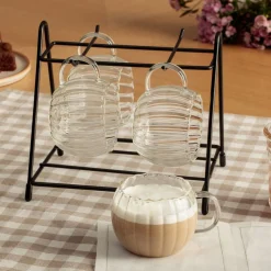 Juego de 4 tazas con soporte 18cl