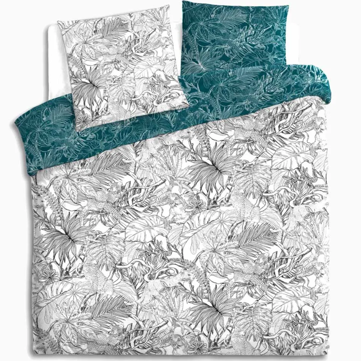 Juego funda nórdica y 2 fundas de almohada JUNGLE