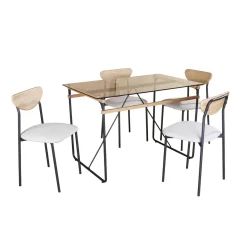 Juego LYON de mesa y 4 sillas marrón