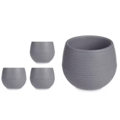 Juego 3 Macetas Gris Pardo Depósito Agua