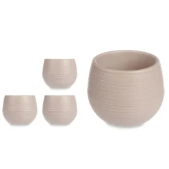 Juego 3 Macetas Taupe Depósito Agua