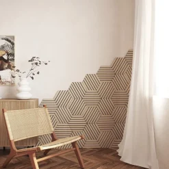 Juego 3 paneles decorativos hexagonal COLVA natura