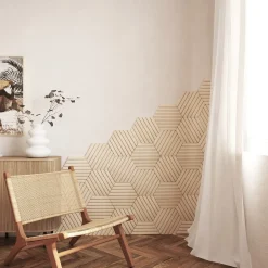Juego 3 paneles decorativos hexagonal COLVA beige