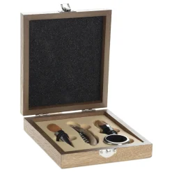 Juego Para Vino Con Caja De MDF Y 4 Piezas