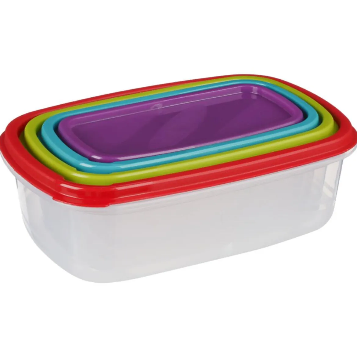 Juego 4 Recipientes Rect. C/Tapa Colores