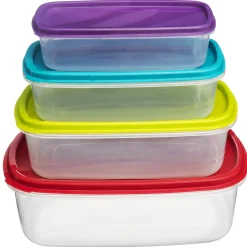 Juego 4 Recipientes Rect. C/Tapa Colores