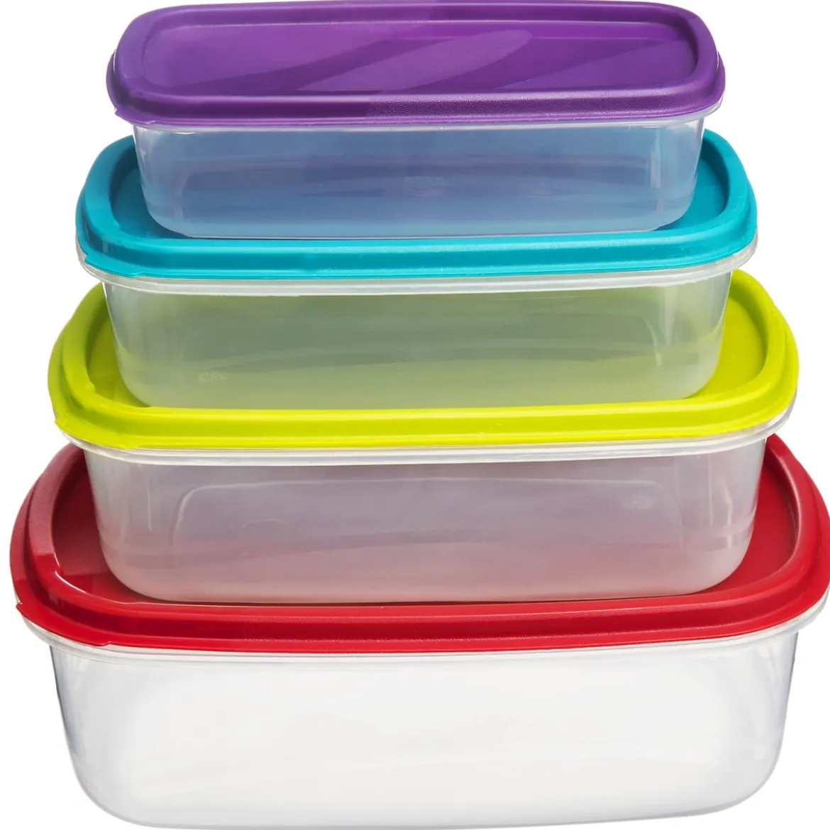 Juego 4 Recipientes Rect. C/Tapa Colores