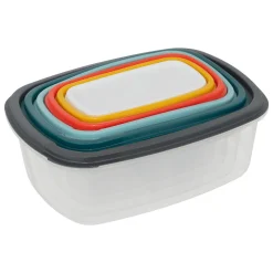 Juego 6 Recipientes Rect C/Tapas Colores