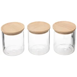 Juego 3 tarros herméticos con tapa de madera