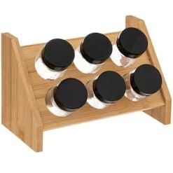Juego 6 Tarros Vidrio Especias Soporte