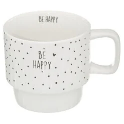 Juego 4 tazas HAPPY con soporte 22cl