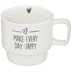Juego 4 tazas HAPPY con soporte 22cl