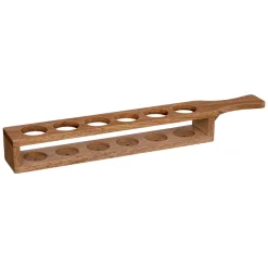 Juego 6 Vasos De Vidrio Con Soporte De Madera