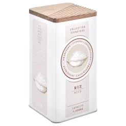 Lata para arroz beige de metal con tapa