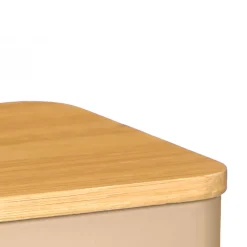 Lata para café beige con tapa de bambú
